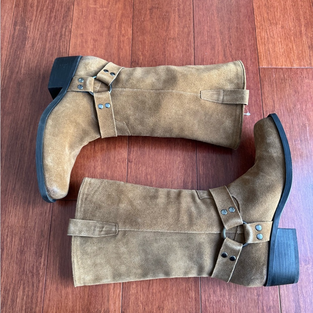 Steve Madden Ruskin Suede Squire Toe Western Style Boots Chestnut Size 10 - Picture 7 of 15
